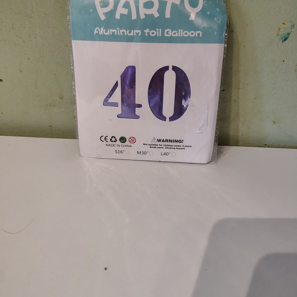 NWT Blue Aluminum Foil Balloon Number 40 Birthday Party Decorations Adults